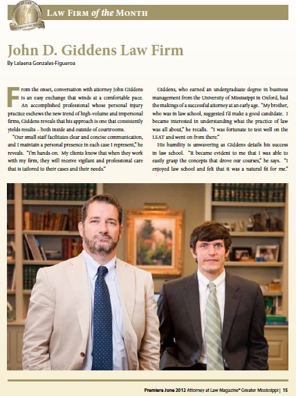 Article on the Giddens Firm in Attorney At Law Magazine. Jackson, MS